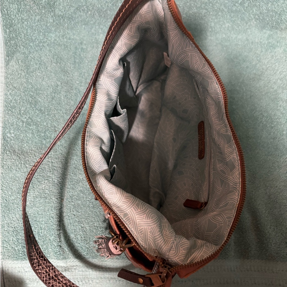 The Sak Kendra Brown and Snake Trim Leather Shoulder Bag - Picture 4 of 4